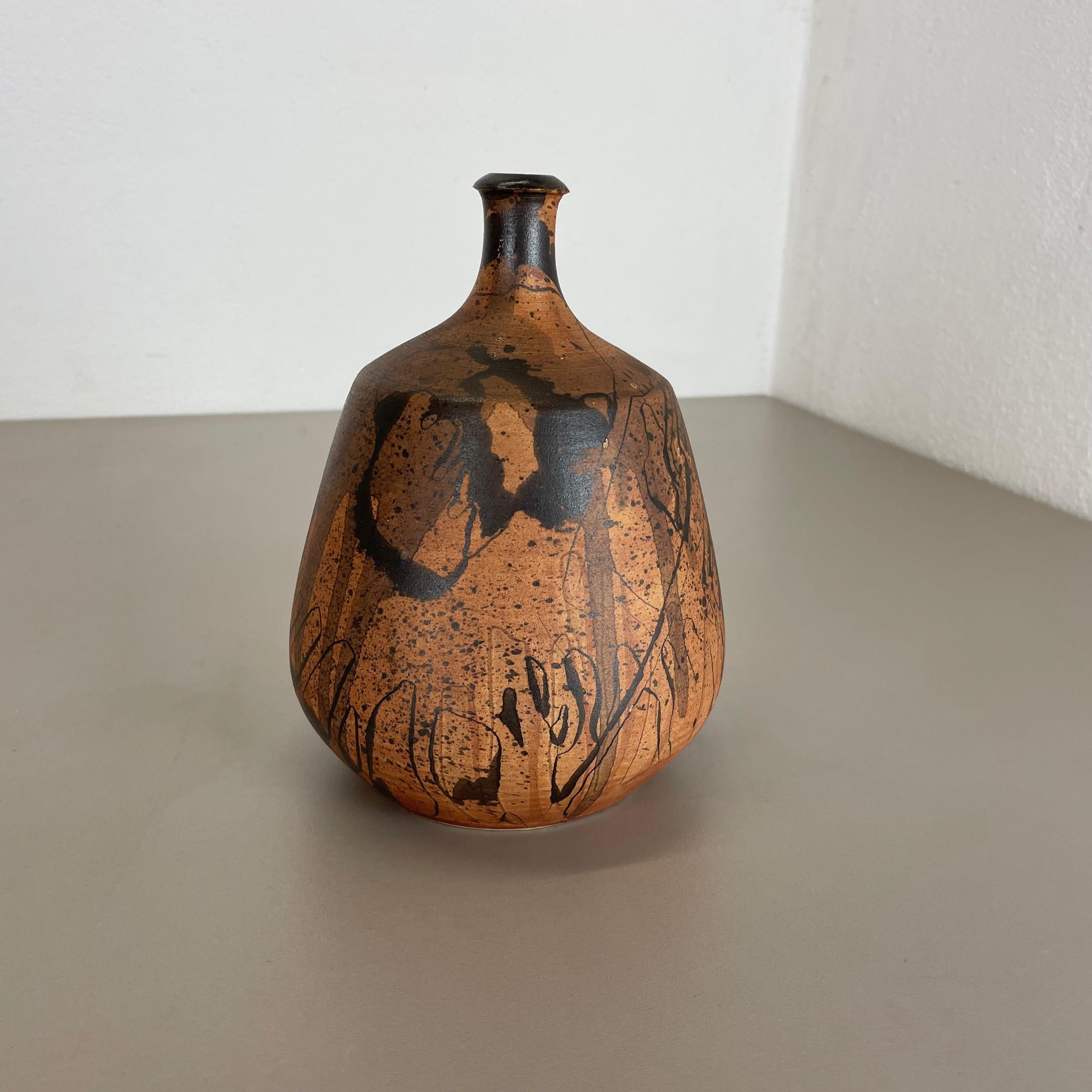 Mid-Century Modern Abstract Ceramic Studio Pottery Vase by Gerhard Liebenthron, Germany, 1980s