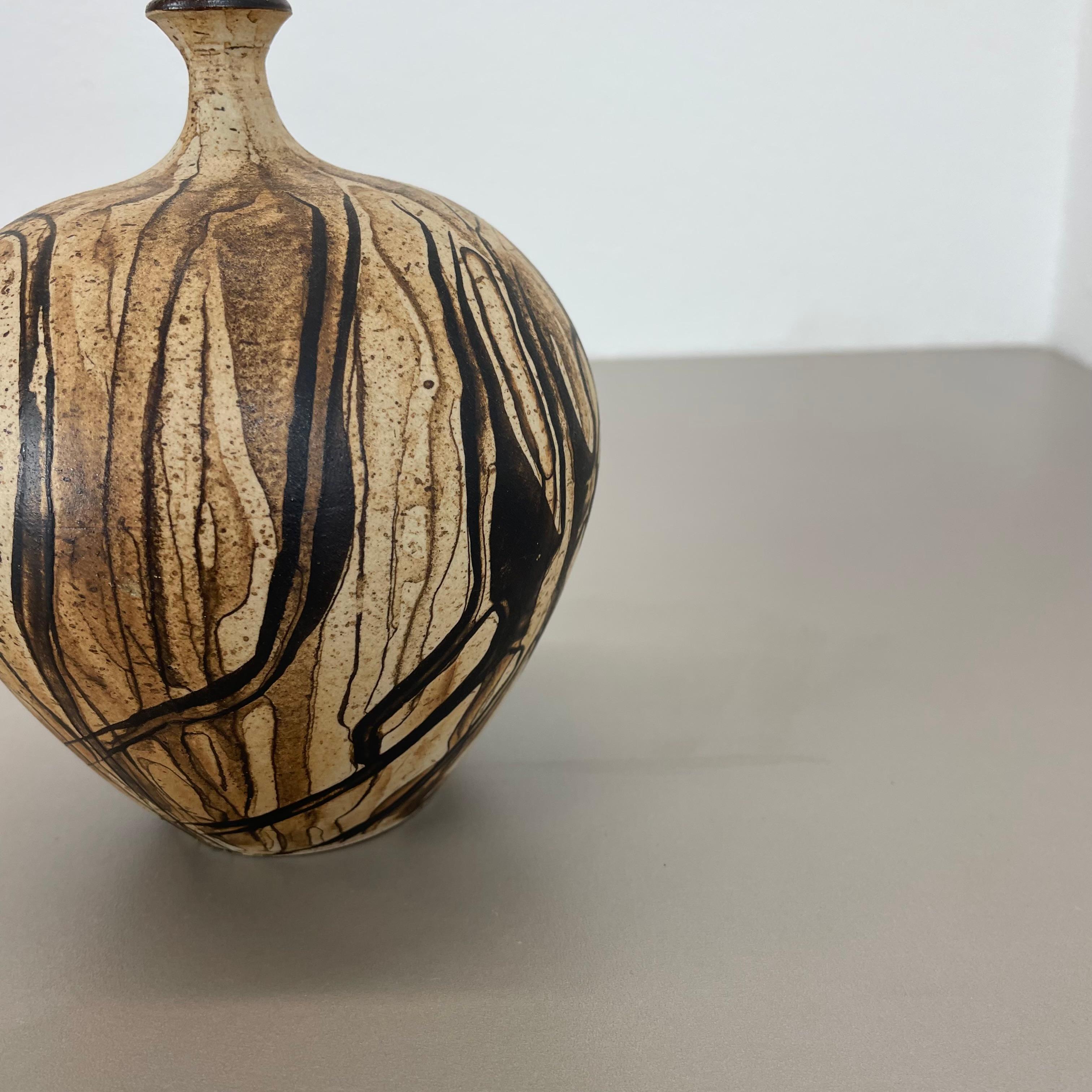 Mid-Century Modern Abstract Ceramic Studio Pottery Vase by Gerhard Liebenthron, Germany, 1980s For Sale