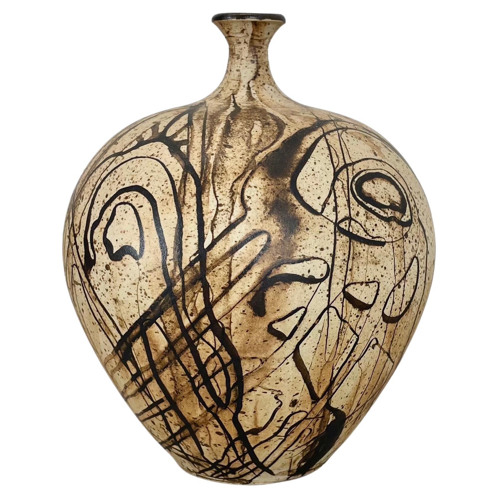Vaso astratto in ceramica Studio Pottery di Gerhard Liebenthron, Germania, anni '1980