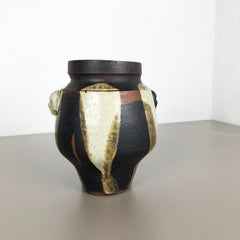 Abstract Ceramic Studio Pottery Vase "Heads" Gerhard Liebenthron, Germany, 1970s