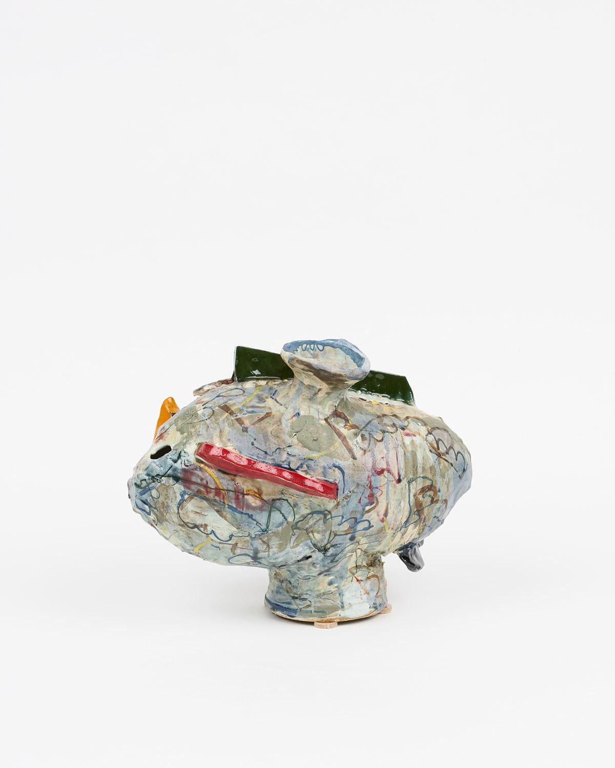 Glazed Abstract Ceramic Translated Vase 1 from Korean-American David T. Kim For Sale