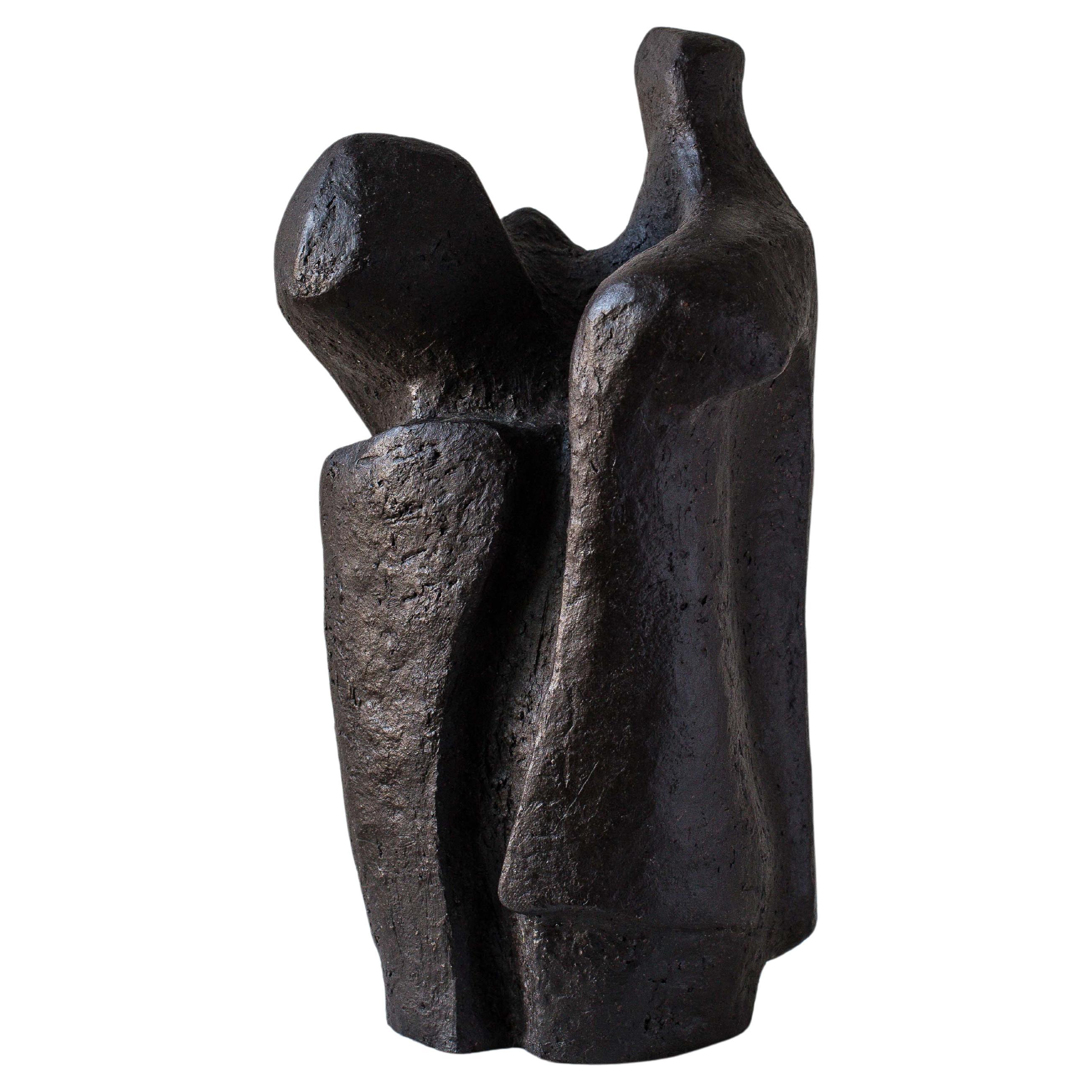 Mid-Century Abstract Sculpture, Free Form Chamotte Clay