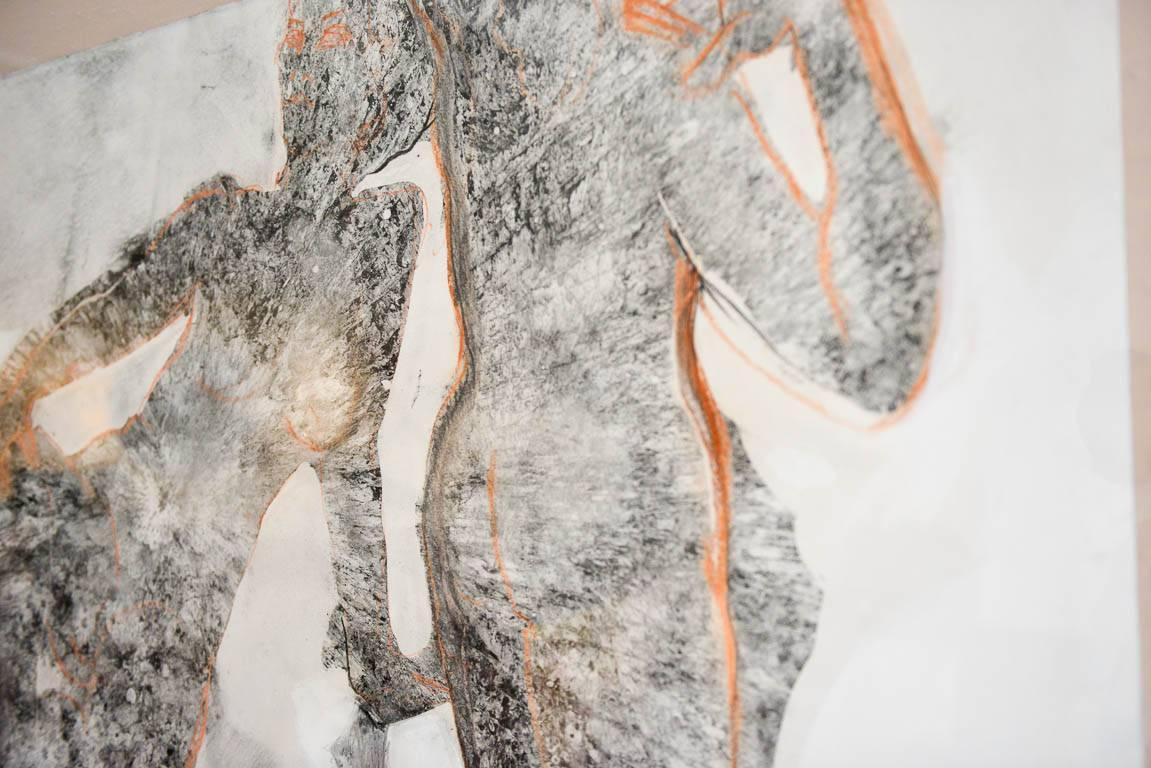 Abstrakte Kohle und Bleistift „Yin und Yang“ des kalifornischen Künstlers Bernice Riley (Moderne der Mitte des Jahrhunderts) im Angebot