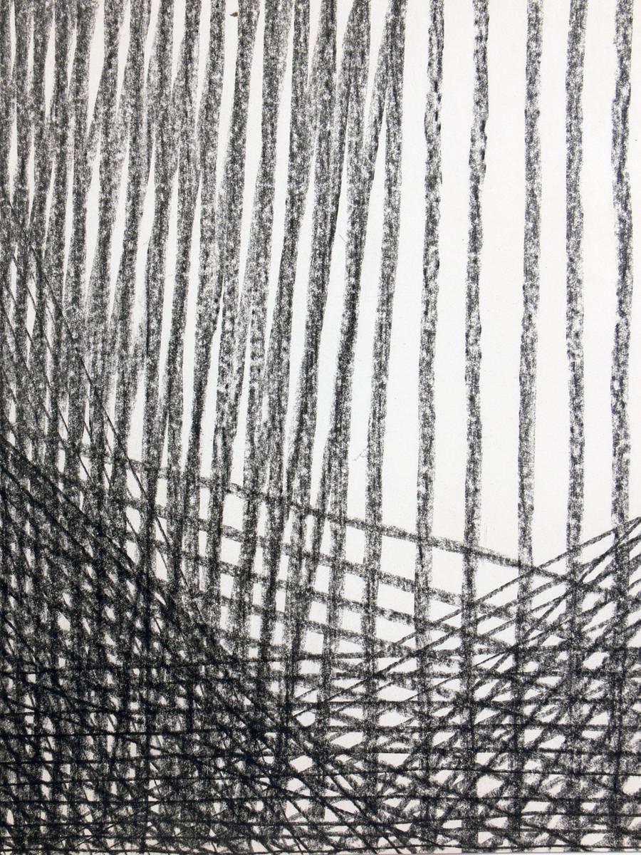 Mid-Century Modern Abstract Charcoal Drawing by Miriam Kubach For Sale