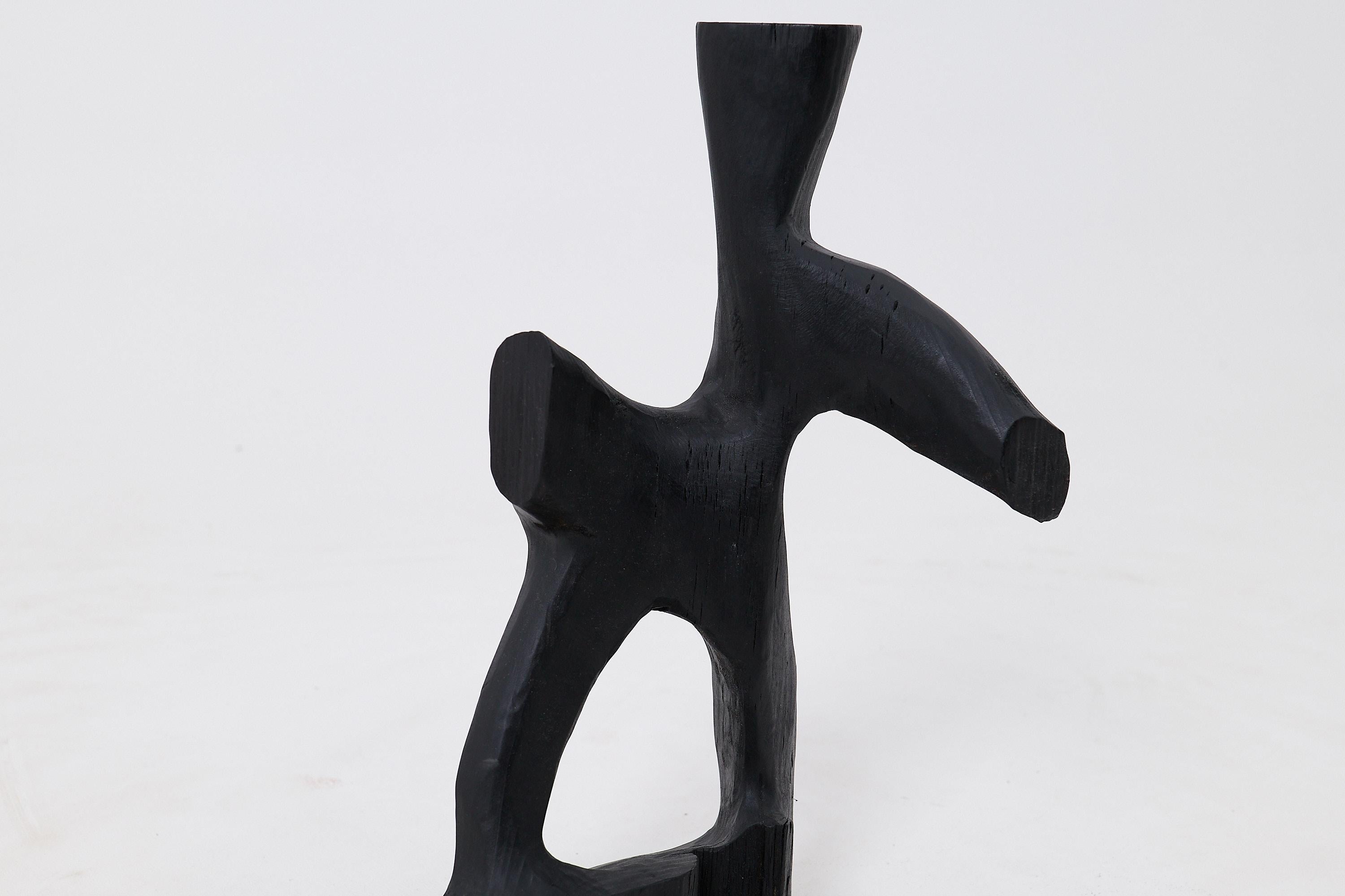 Brutalist Abstract Charred Wood Sculpture, Totemic Form, By Logniture For Sale