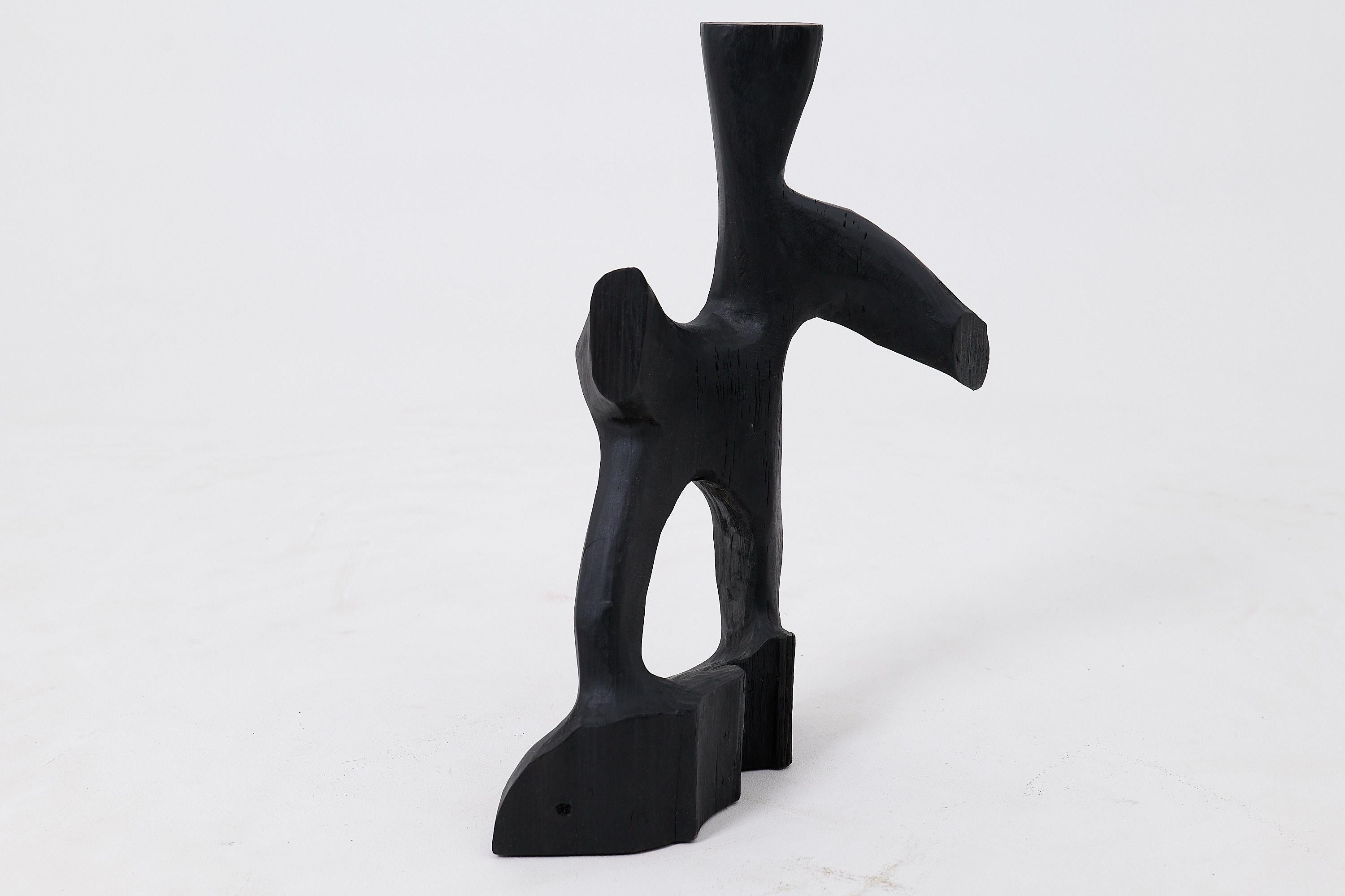 Croatian Abstract Charred Wood Sculpture, Totemic Form, By Logniture For Sale
