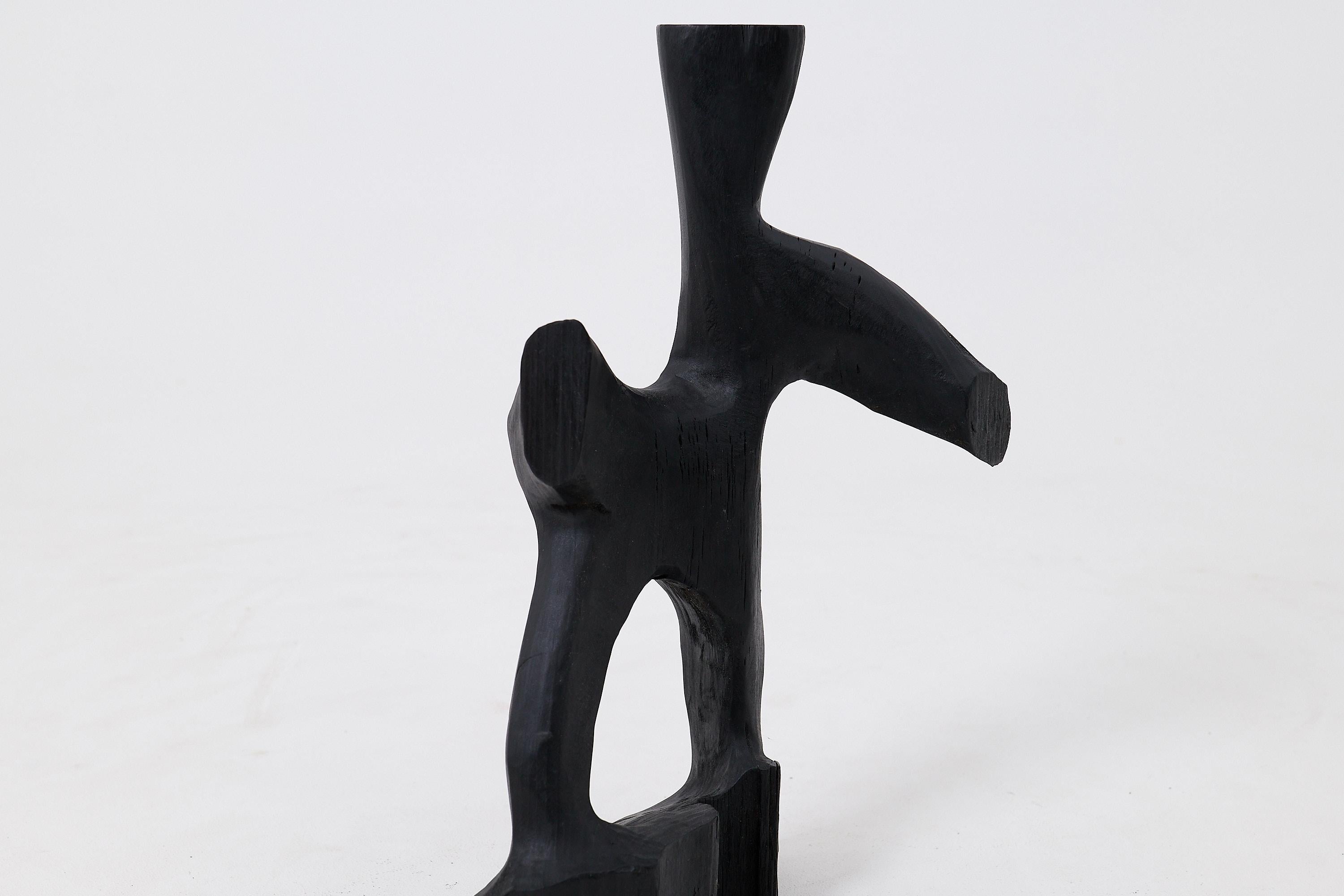 Carved Abstract Charred Wood Sculpture, Totemic Form, By Logniture For Sale