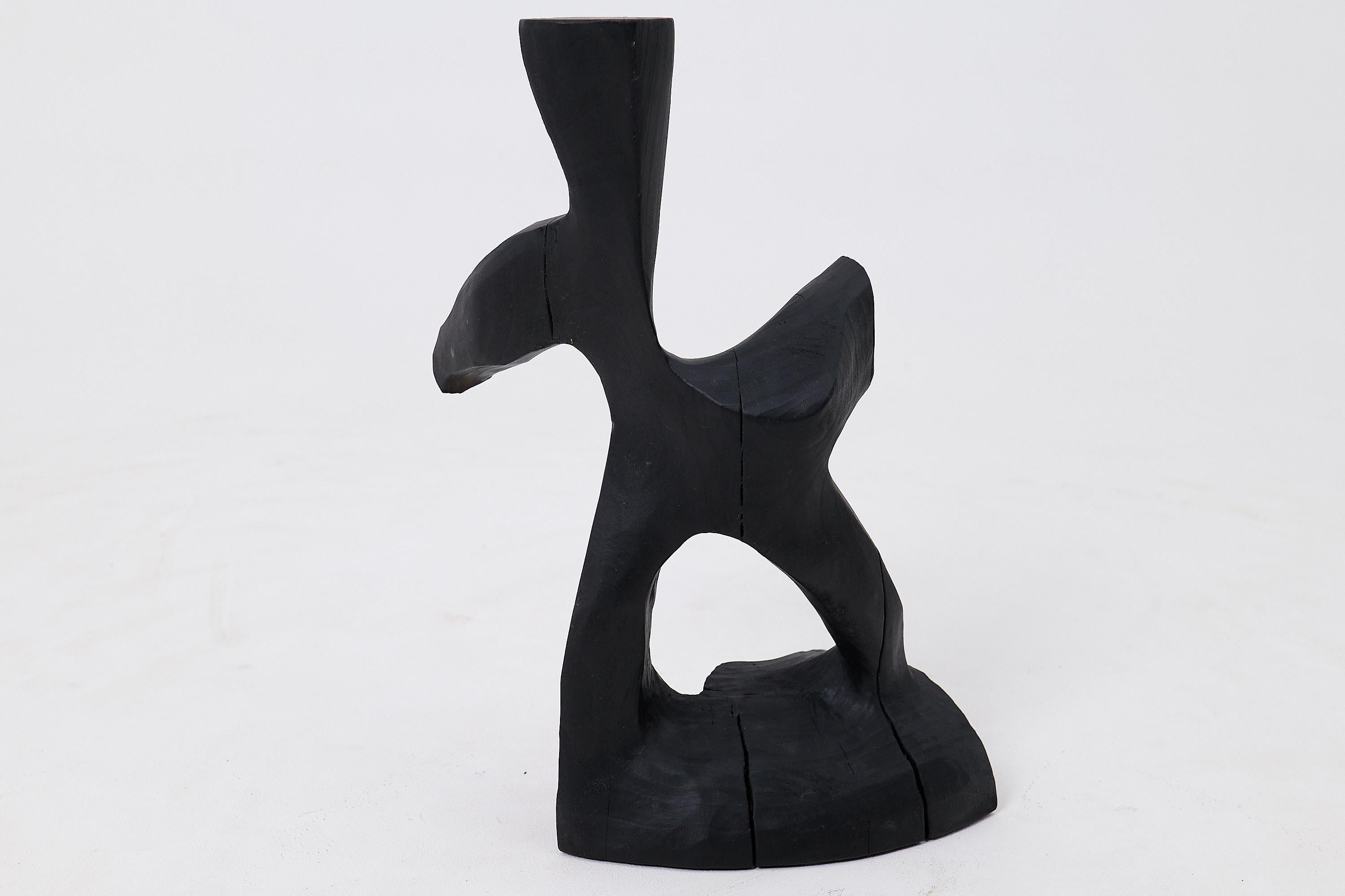 Contemporary Abstract Charred Wood Sculpture, Totemic Form, By Logniture For Sale