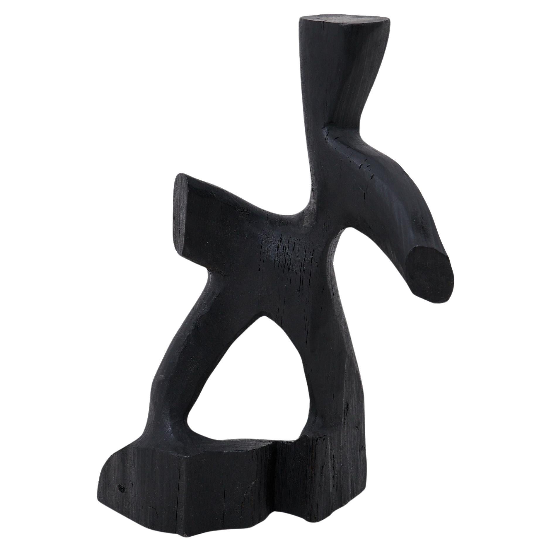 Scultura astratta in legno carbonizzato, Forma Totemica, di Logniture