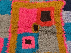 Abstract Chequerboard Design Moroccan Boucherouite Boujad Berber Rug