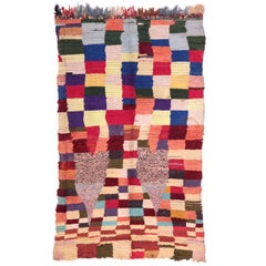 Abstract Chequerboard Design Vintage Moroccan Berber Rug
