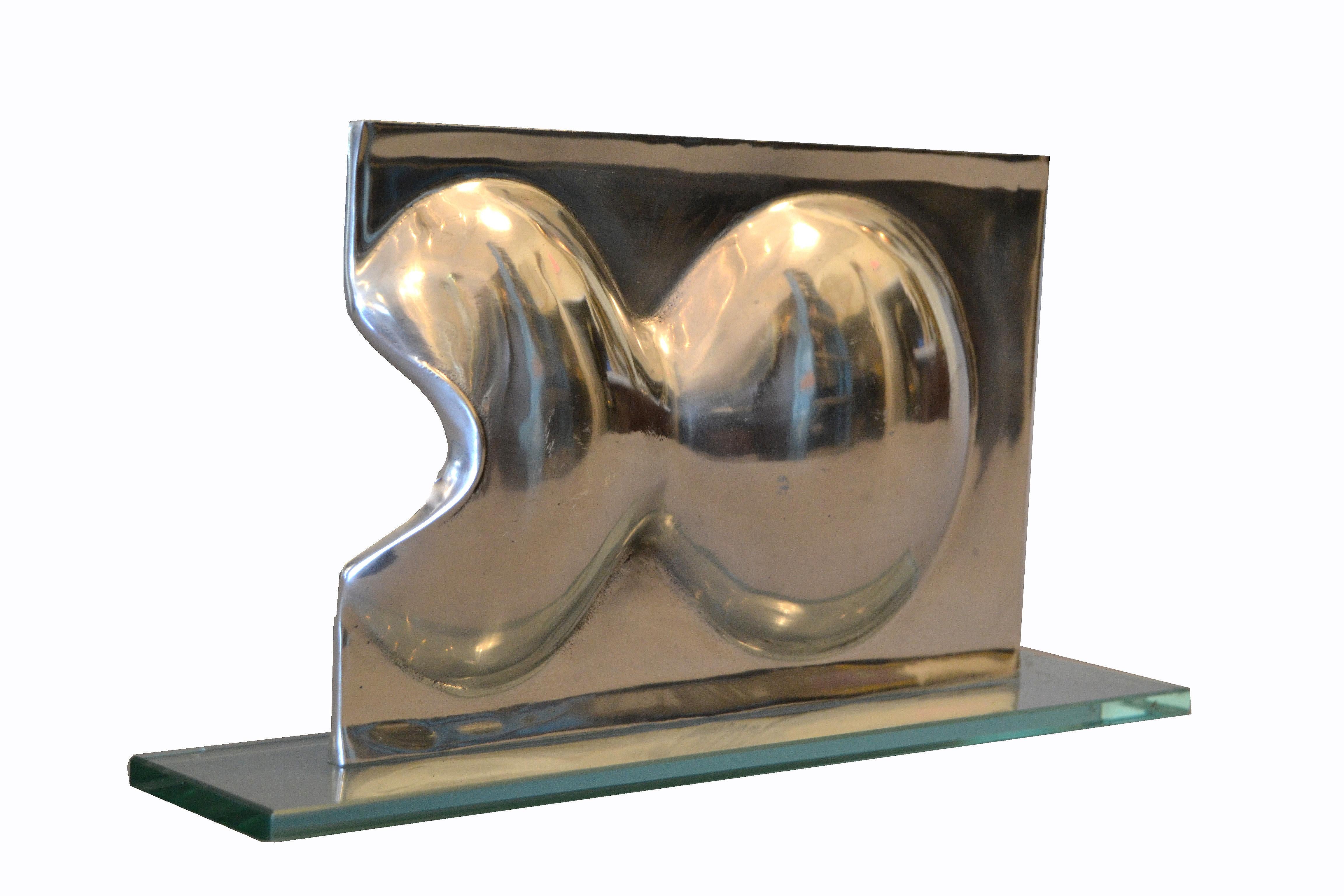 Abstract Chrome and Glass Table Sculpture 5