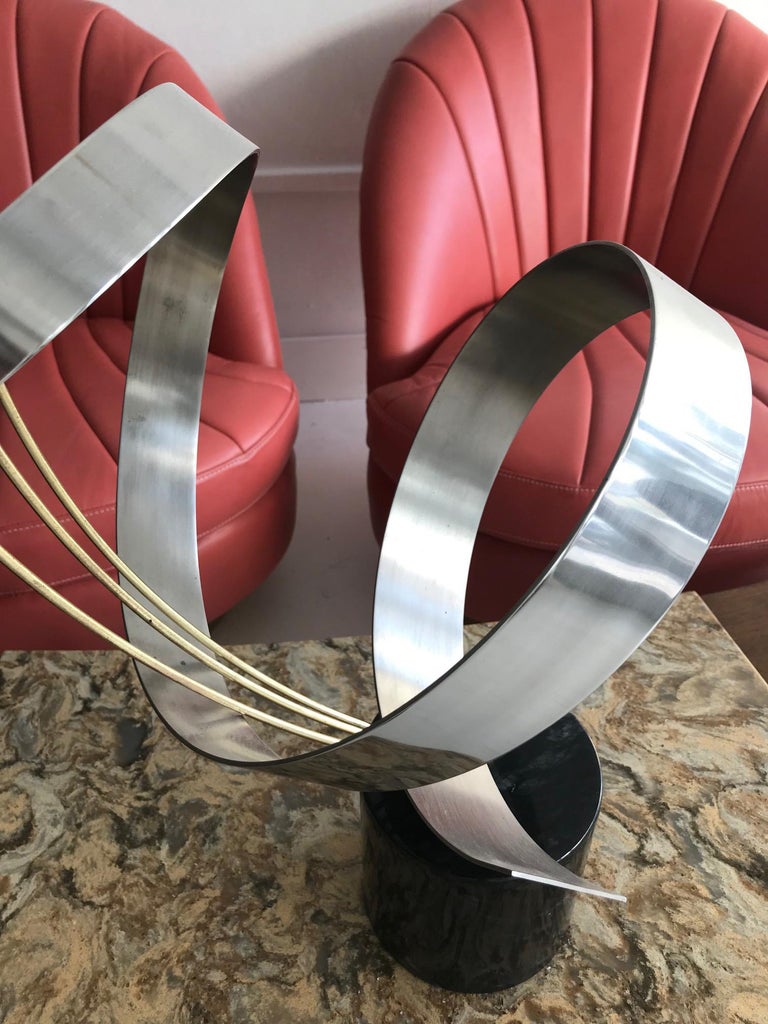 Abstract Chrome Sculpture on Marble base C. Jere signed For Sale at 1stDibs