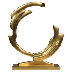 Escultura Circular Abstracta nº 5, Hoja de Oro Amarillo de 23K, Hecha a Mano por Benediko