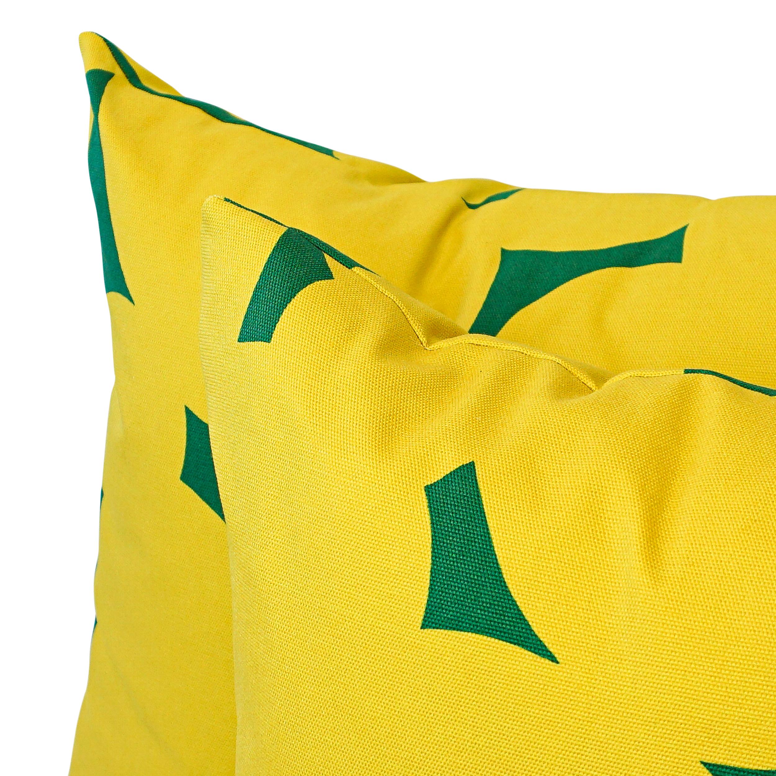 Down Abstract Citron and Green Throw Pillows For Sale