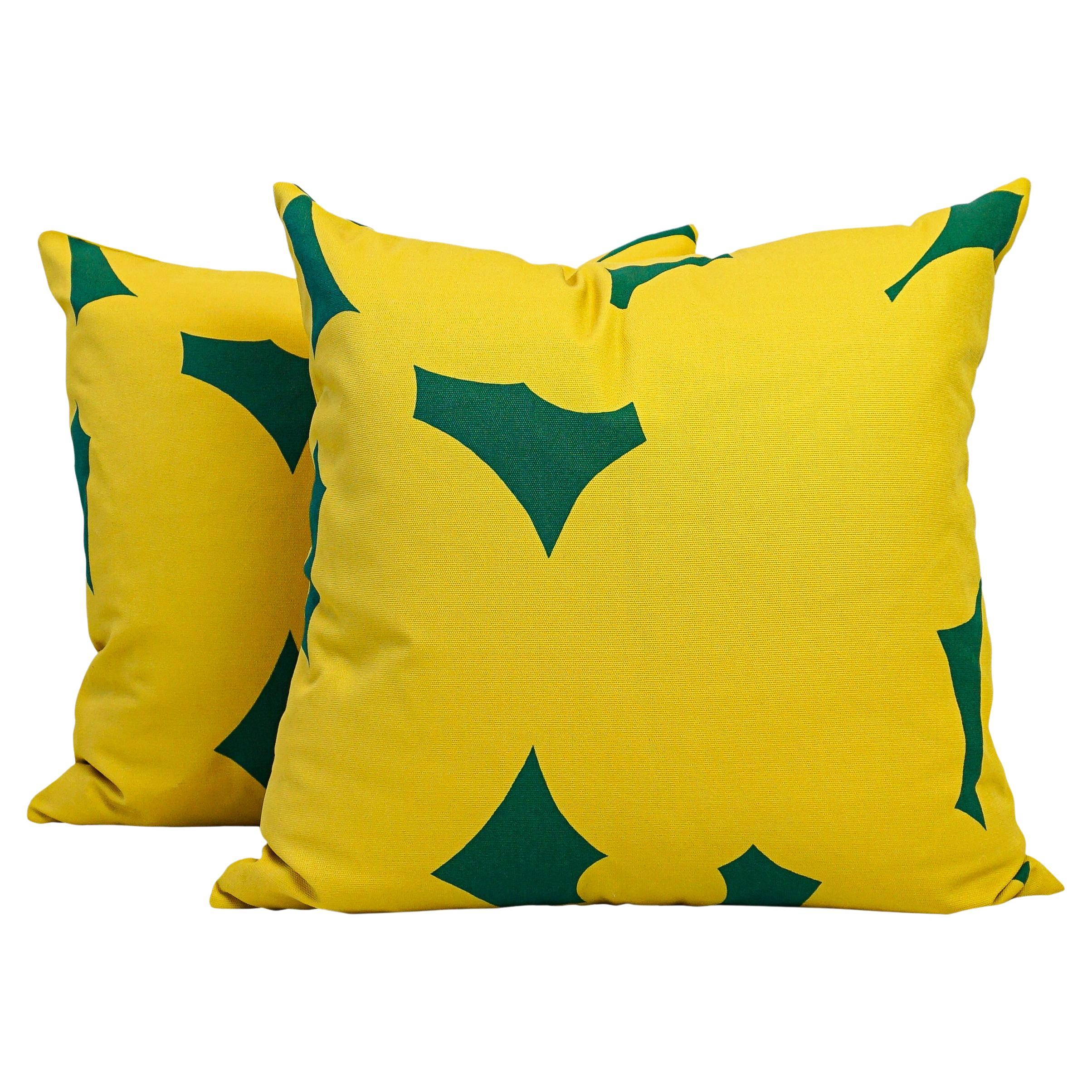Abstract Citron and Green Throw Pillows For Sale