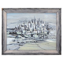 Abstract City Scape Painting by California Artist Jean Halpert-Ryden