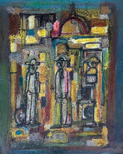 Abstract Cityscape Oil Painting, Jadden Massanet Cuban American Artist, 1991