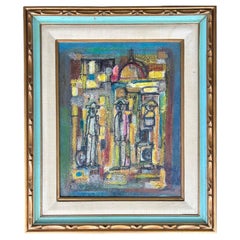 Abstract Cityscape Oil Painting, Jadden Massanet Cuban American Artist, 1991