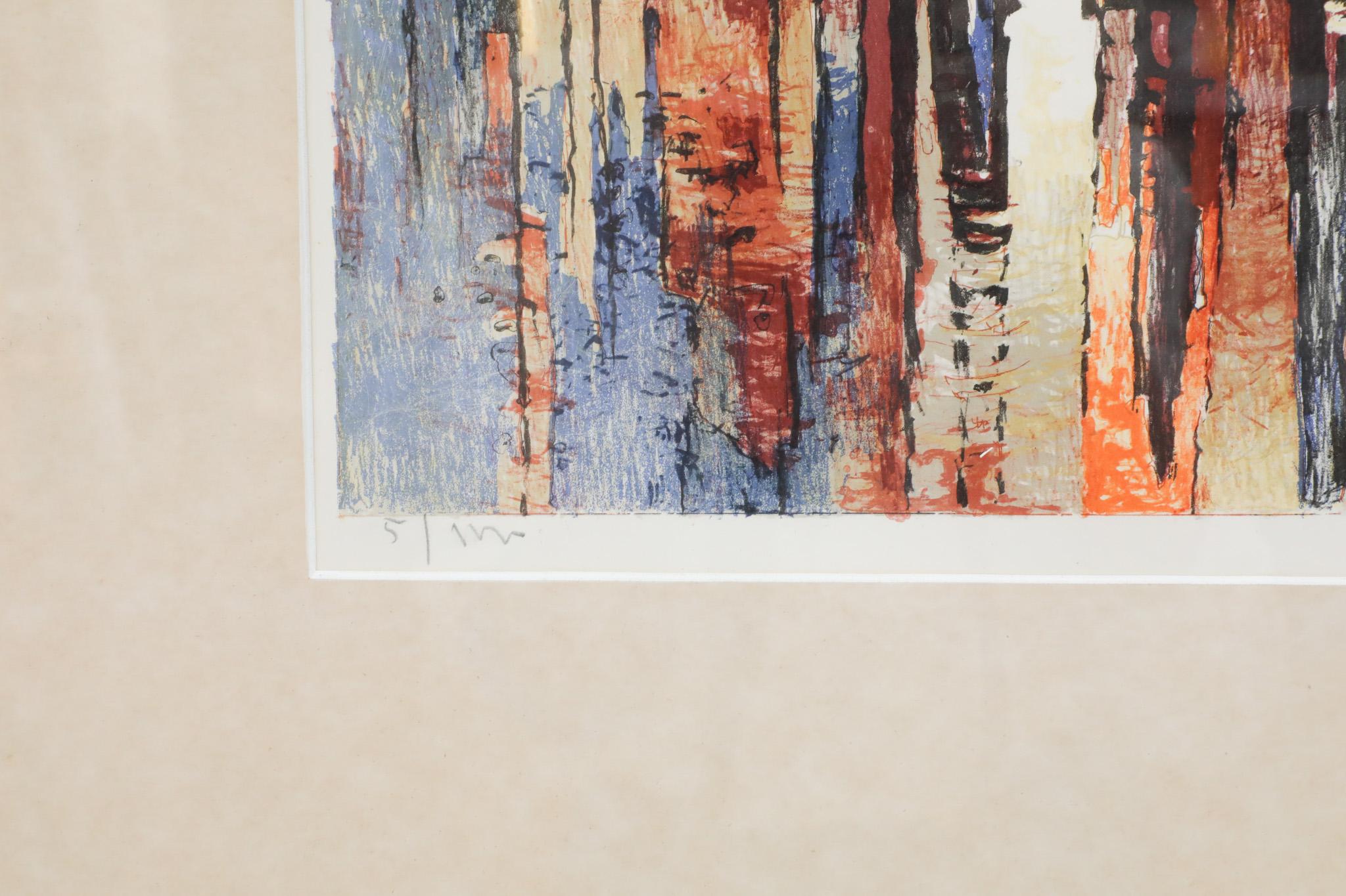 Paper Abstract Cityscape Print, Framed 1970's For Sale