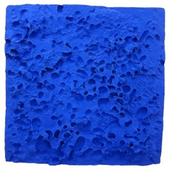 Abstract Clay Wall Sculpture, Blue Klein Style