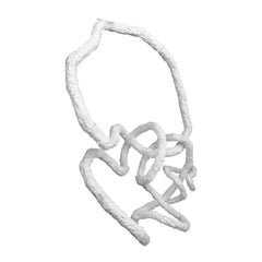 "Abstract Cloud #1" Matte White Mixed-Media Hanging Sculpture by Frank Herz