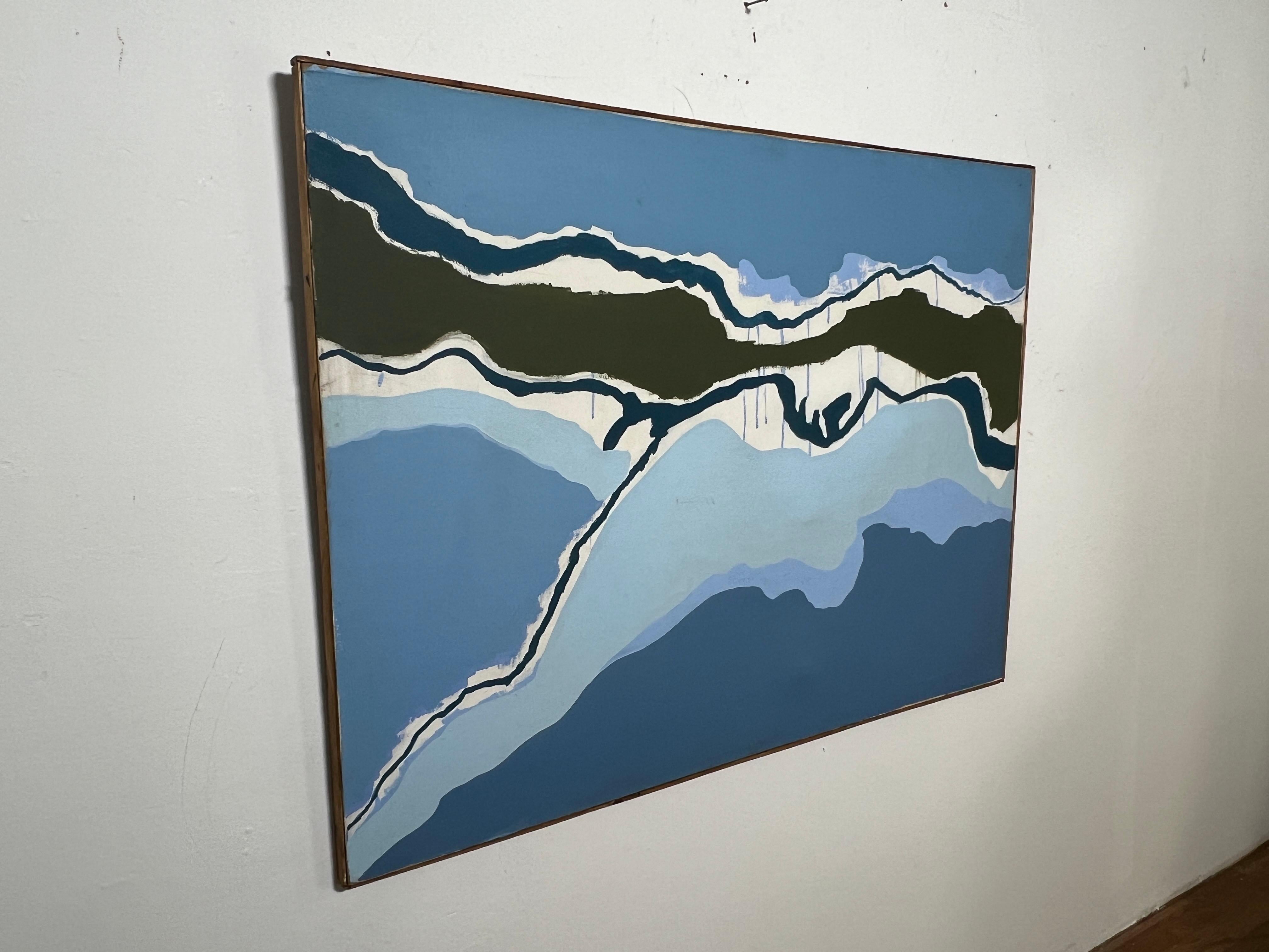 Mid-Century Modern Abstract Coastal Painting by Rockport Artist Nancy Sullivan Circa 1970s For Sale