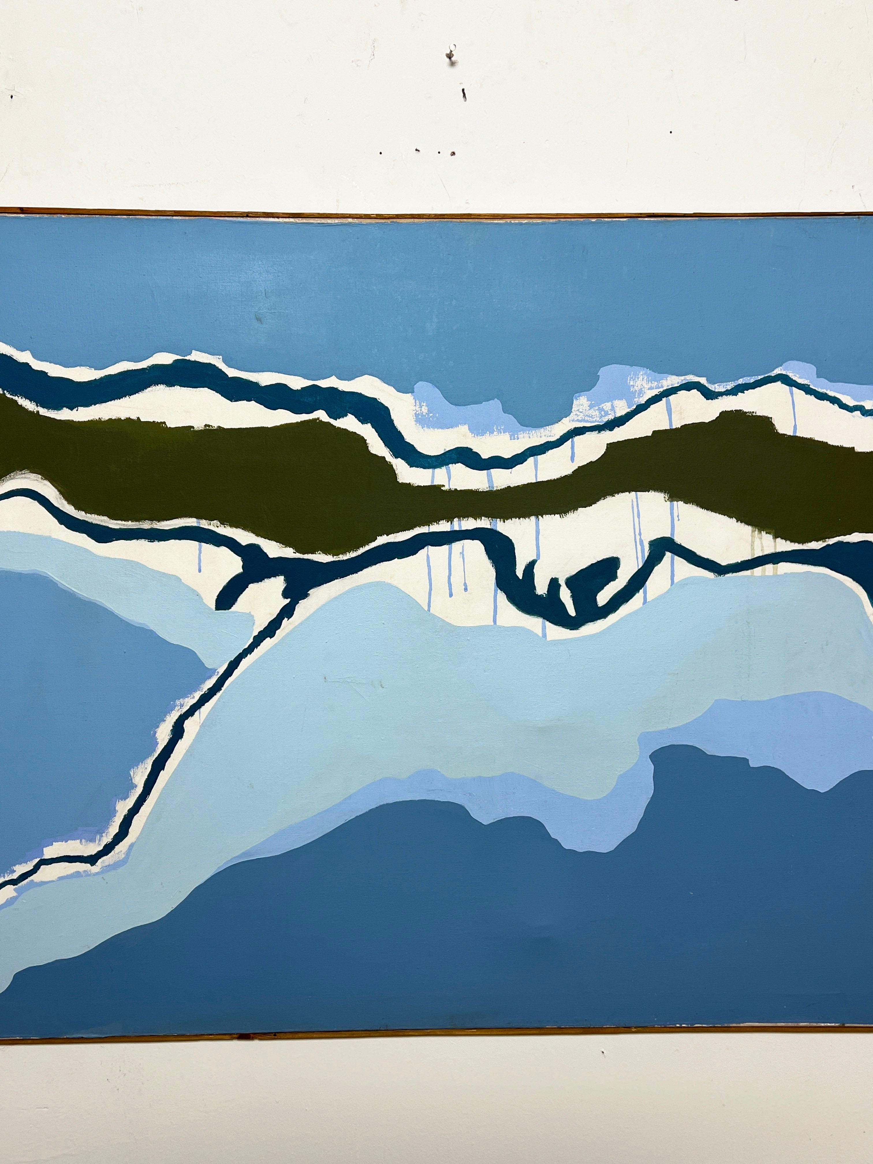 Abstract Coastal Painting by Rockport Artist Nancy Sullivan Circa 1970s In Good Condition For Sale In Peabody, MA