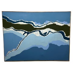 Pintura costera abstracta de la artista de Rockport Nancy Sullivan Circa 1970s