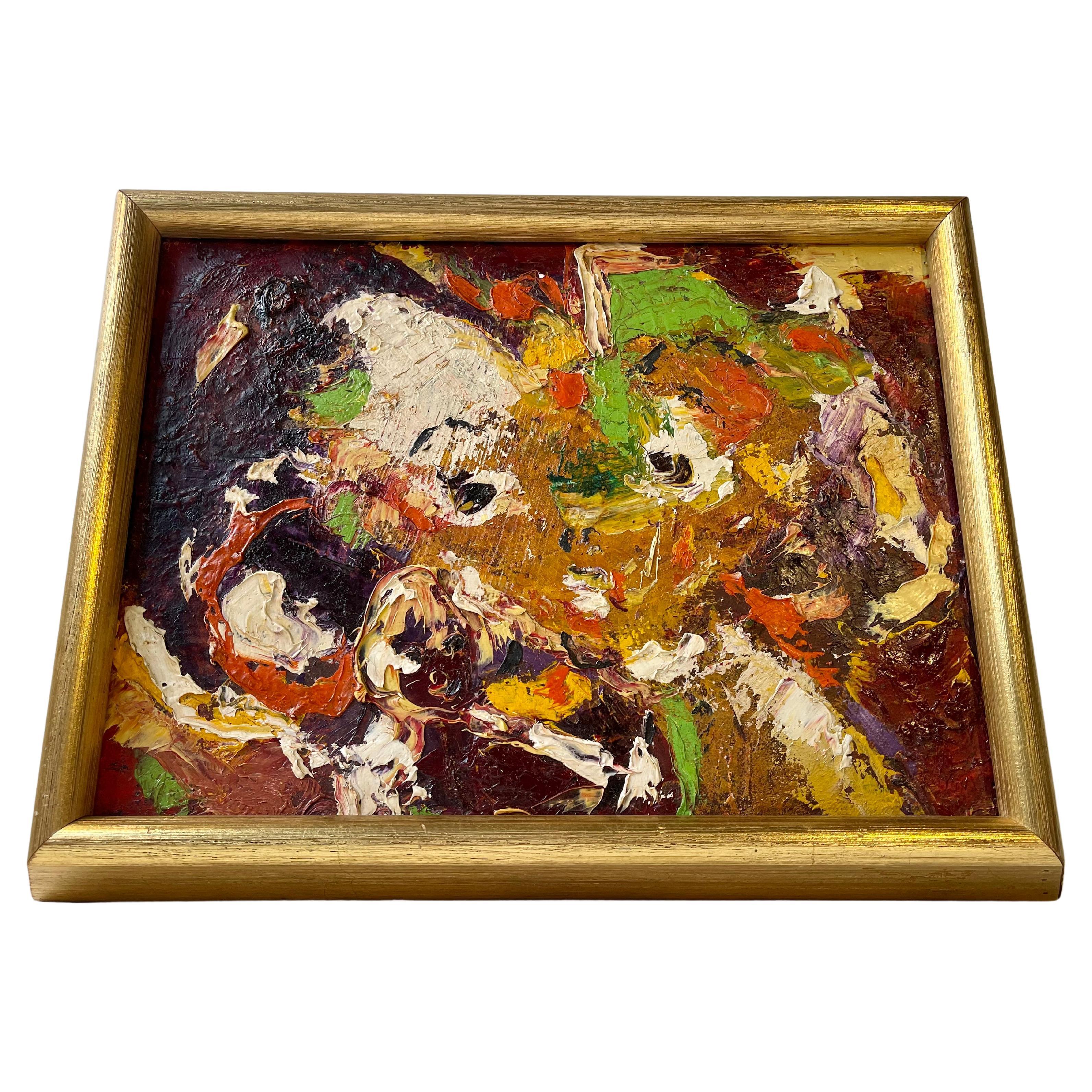 Composición abstracta Cobra - Pequeño óleo danés, 1977