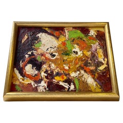 Composition abstraite danoise, petite peinture à l'huile, 1977