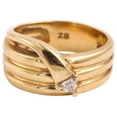pms 14kp ring Abstract Coiled Snake Ring 14 Karat Gold with Trillion Cut Diamond 0.25 Carat
