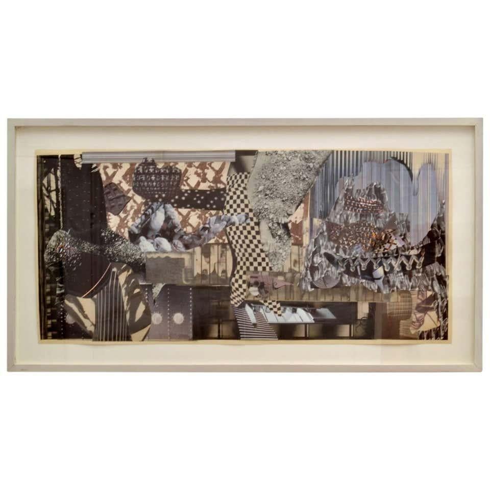 Collage artístico abstracto en azul de Bill Allan en venta 2