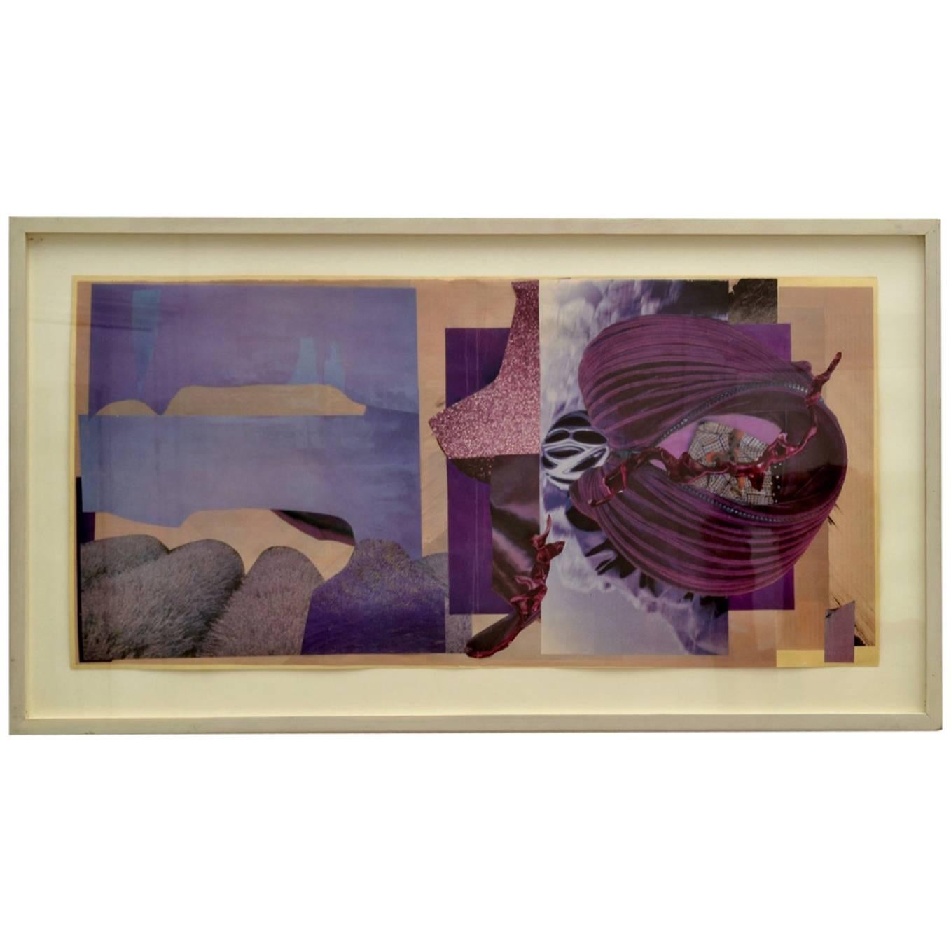 Abstract Collage Art in Purple by Bill Allan, UK, 1993