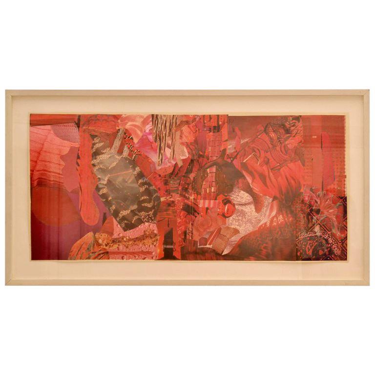 Abstrakte abstrakte Collage-Kunst in Rot von Bill Allan, UK, 1993 im Angebot 8