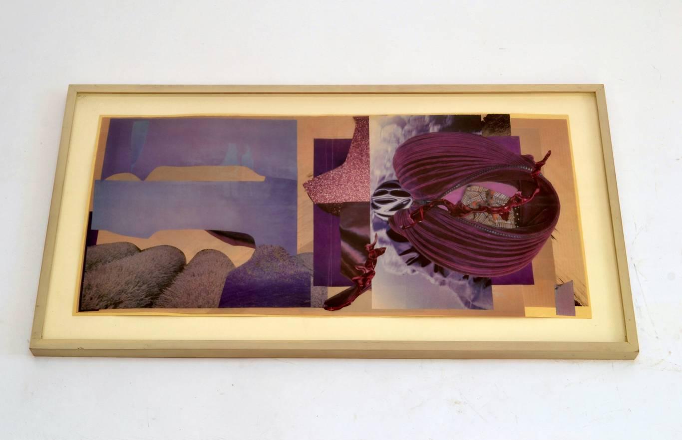 Abstract Collage Art in Purple by Bill Allan, UK, 1993 In Excellent Condition For Sale In London, GB