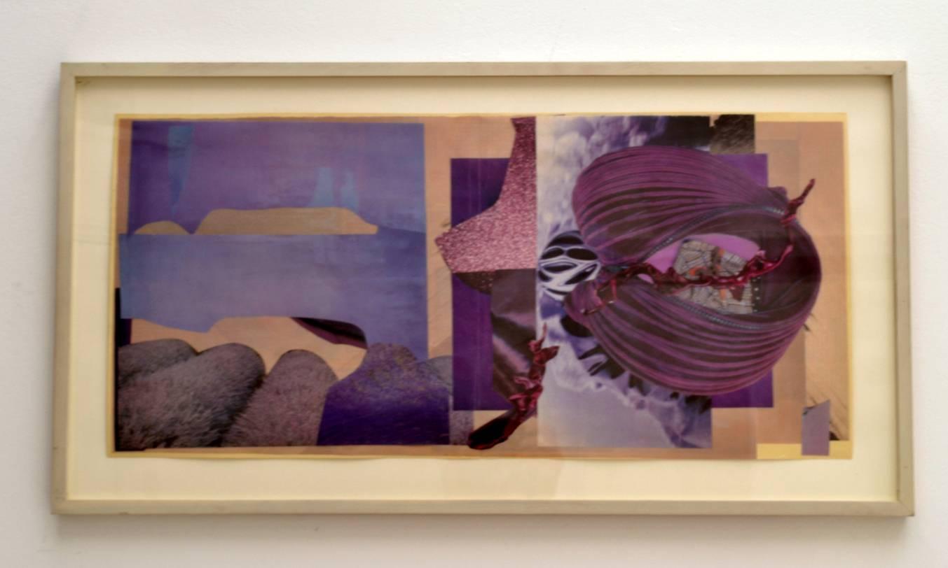 Late 20th Century Abstract Collage Art in Purple by Bill Allan, UK, 1993 For Sale