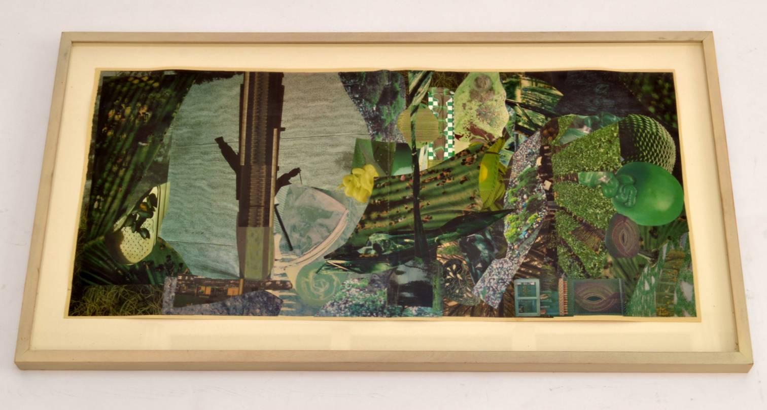 Abstract Collage Art in Green by Bill Allan, UK, 1993 For Sale 1