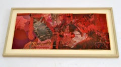Abstrakte abstrakte Collage-Kunst in Rot von Bill Allan, UK, 1993