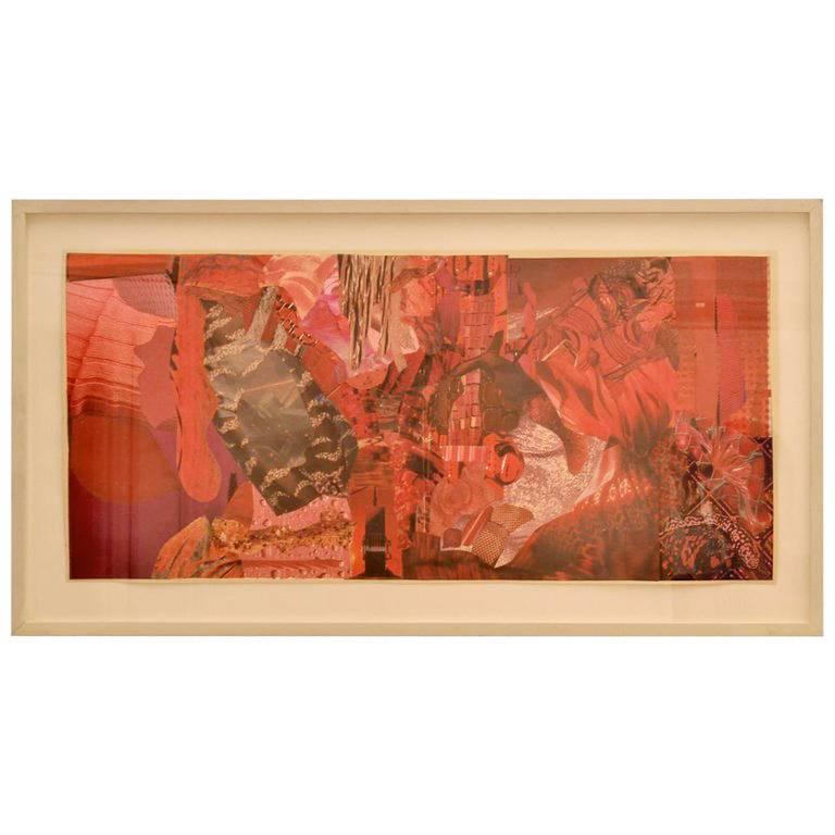 Abstract Collage Art in Red by Bill Allan, UK, 1993 For Sale at 1stDibs