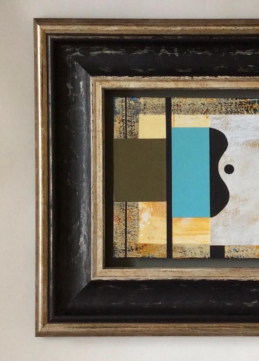 El artista británico contemporáneo John Taylor.
El título de la obra es Recompensa final.
Pinturas abstractas en collage utilizando acrílico. 
Flotador montado sobre papel.
Marco vintage.
Firmado por el artista.
De una colección de cuatro piezas.