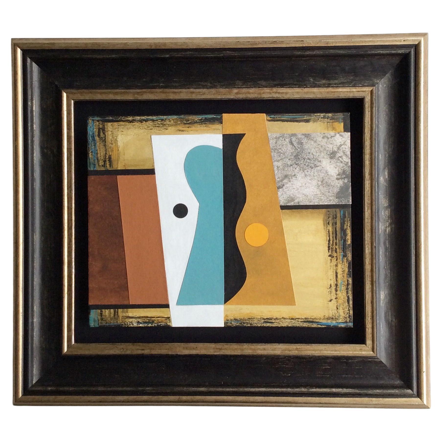 Abstract Collage Painting by John Taylor, England, Contemporary
