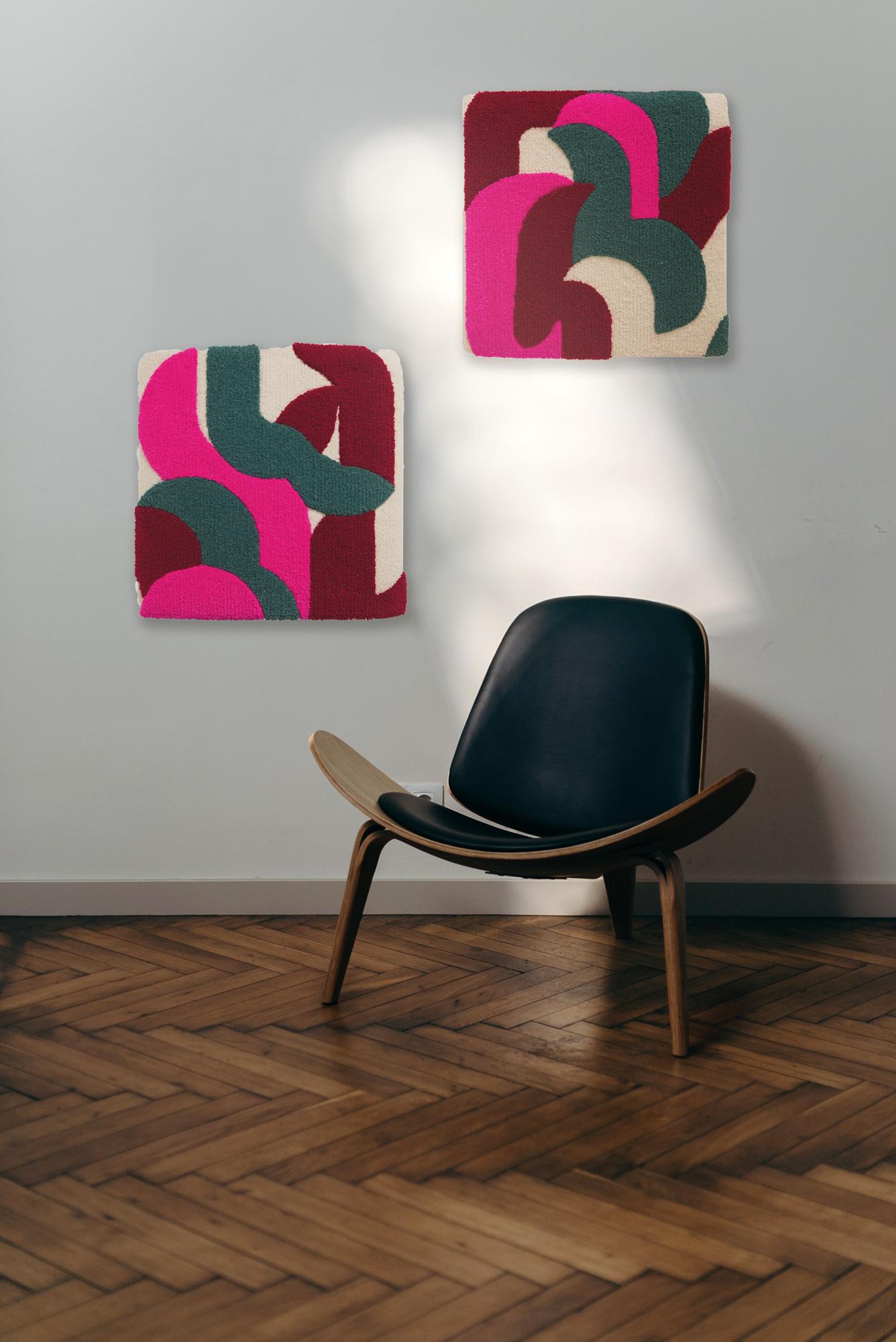XXIe siècle et contemporain Tapisserie ou tapisserie abstraite en laine de Nouvelle-Zélande touffue en vente