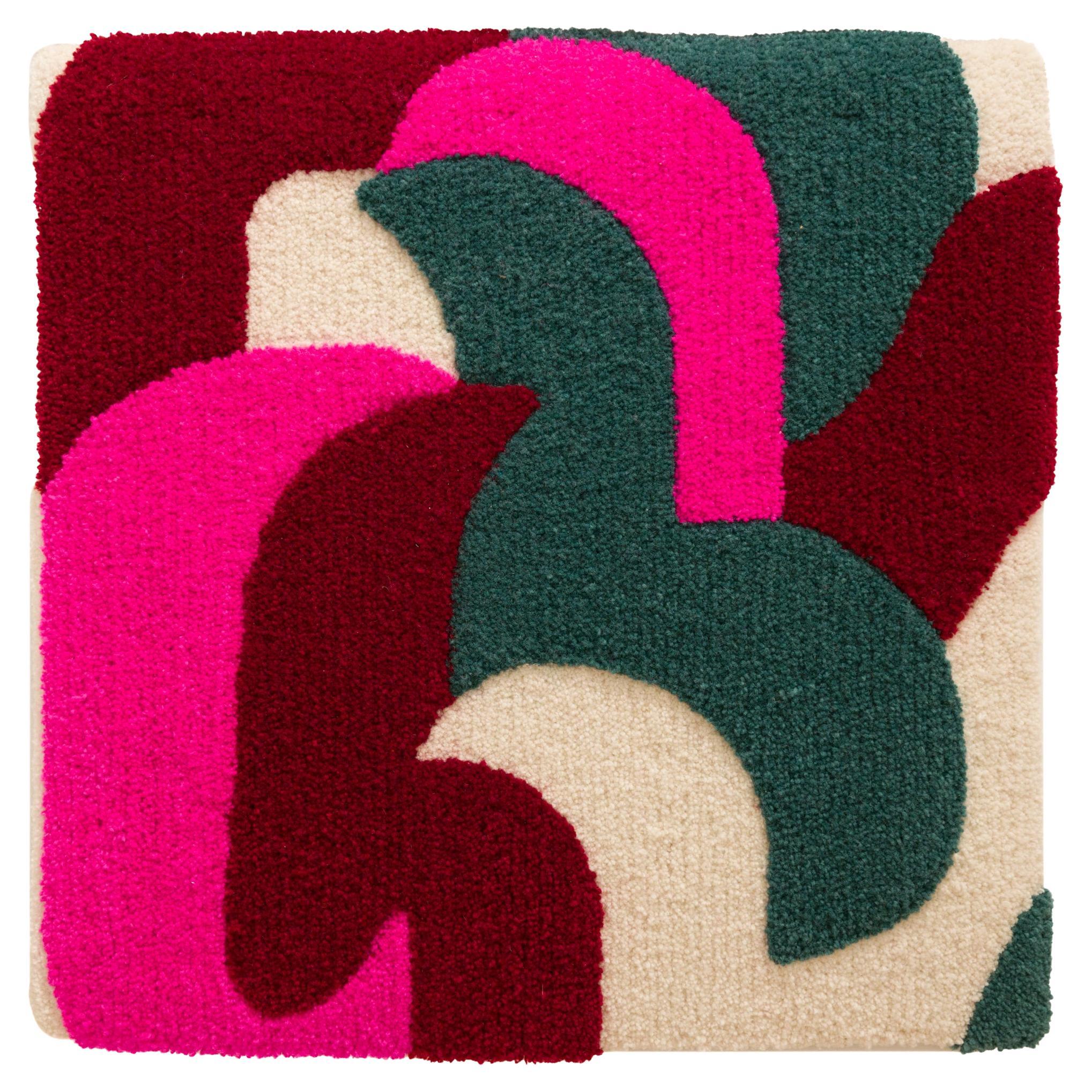 Wandteppich oder Teppich mit abstraktem Farbblockmuster, getuftete neuseeländische Wolle