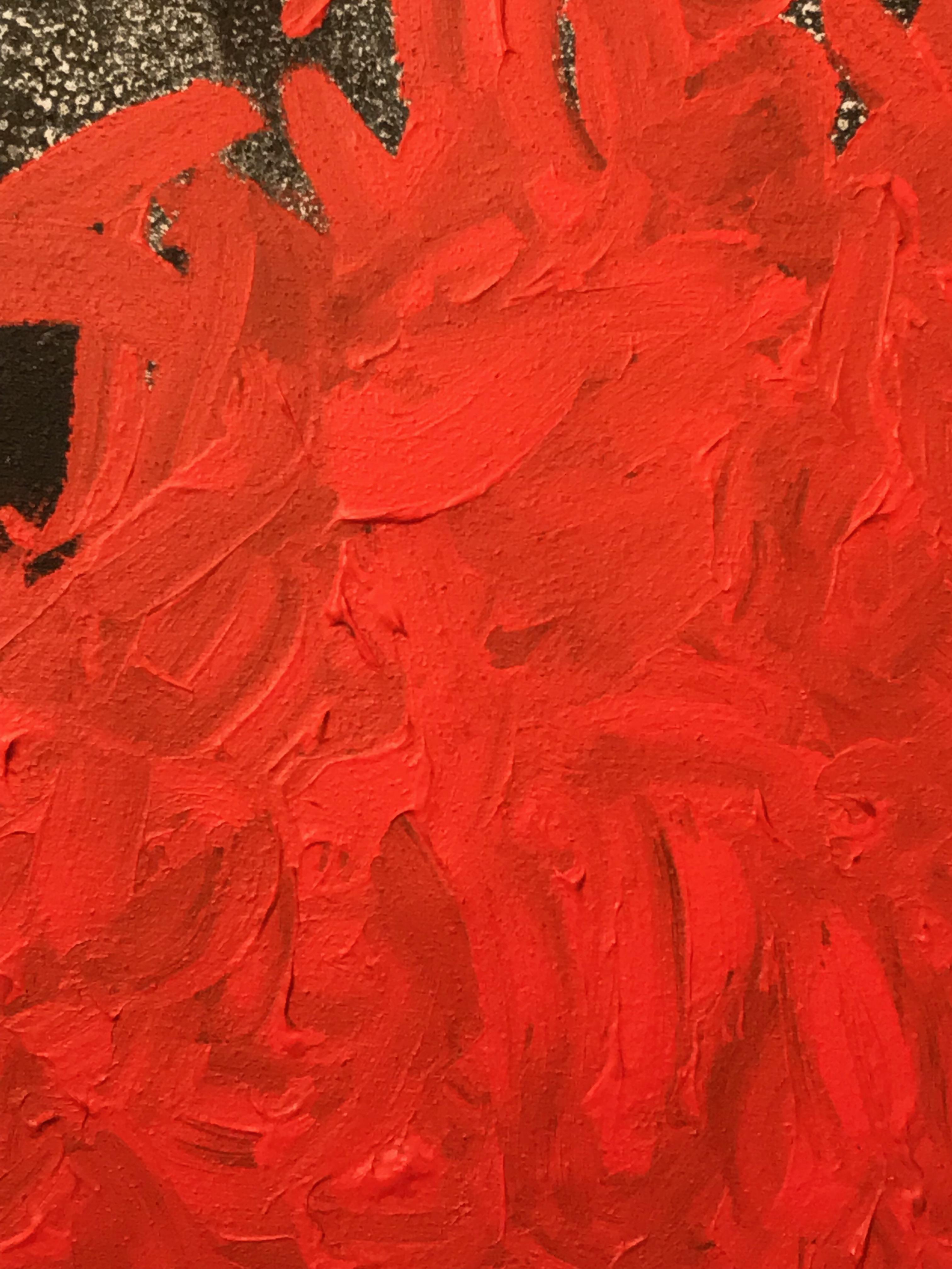 Post-Modern Abstract Color Field Mixed-Media Canvas, Vermillion & Pepper by BT Newton, 2016 For Sale