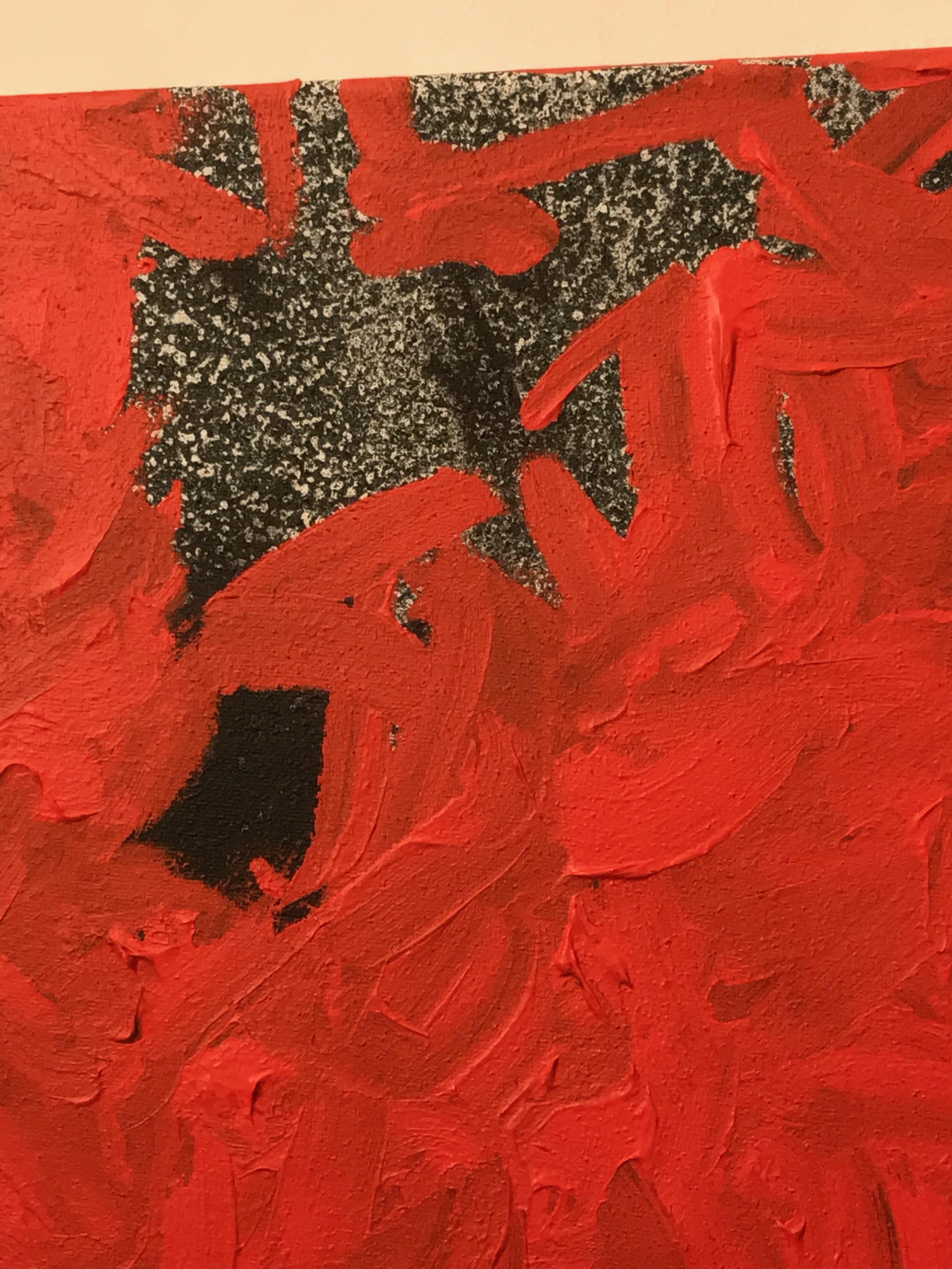 Abstract Color Field Mixed-Media Canvas, Vermillion & Pepper by BT Newton, 2016 In Good Condition For Sale In Brooklyn, NY