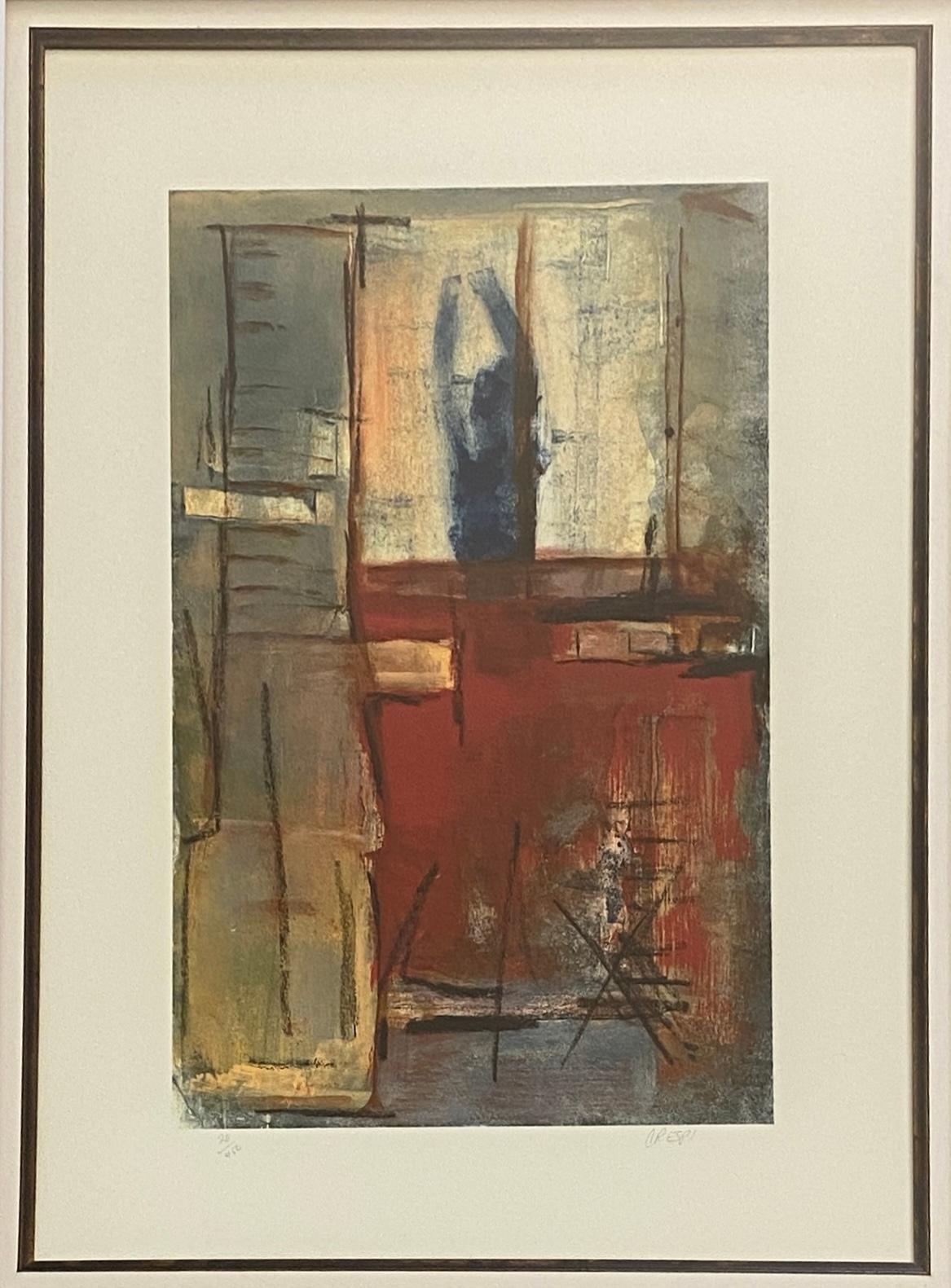 Abstract Color Lithograph by Rubin Crespi In Good Condition For Sale In Miami, FL