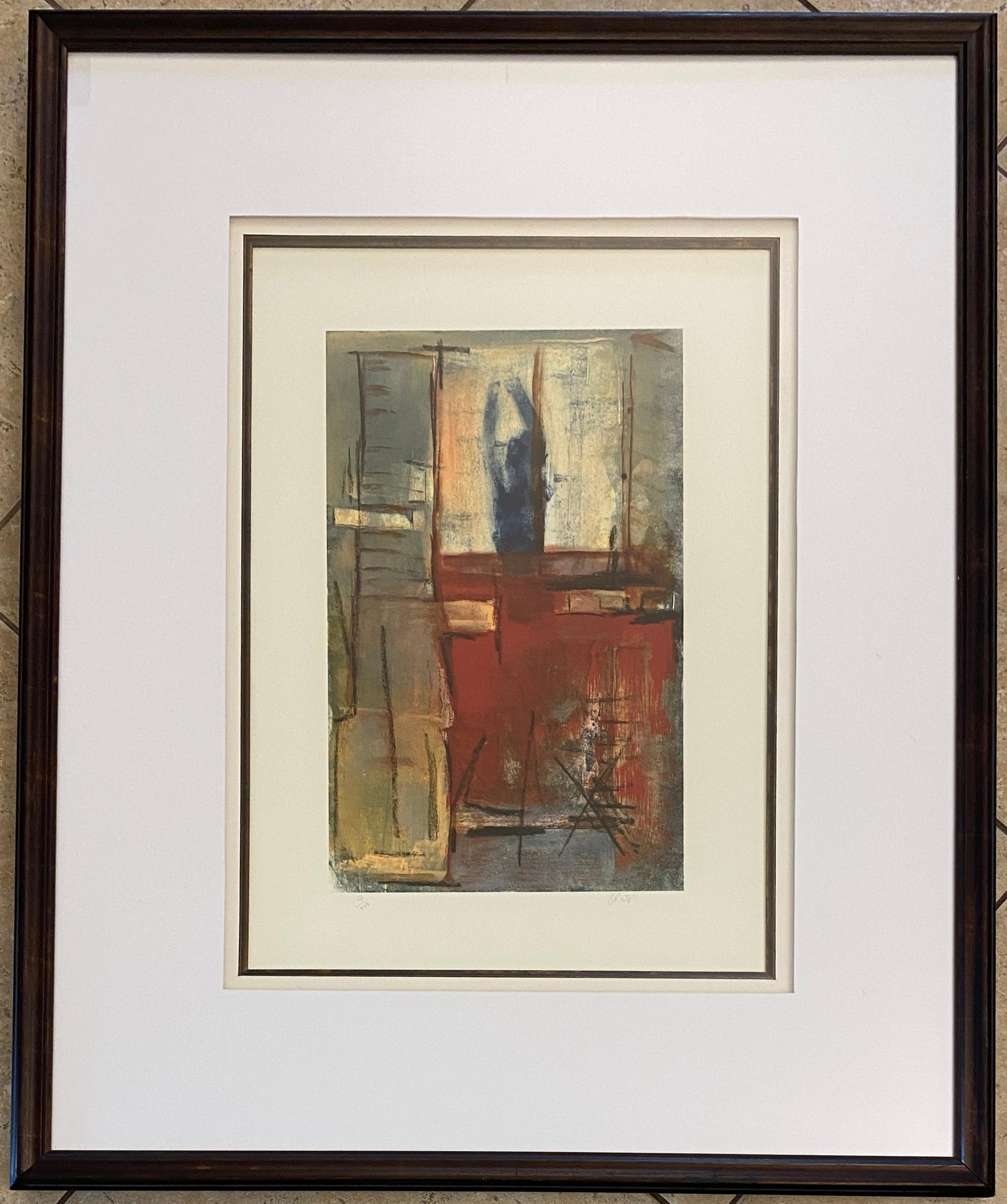 Swiss Abstract Color Lithograph by Rubin Crespi For Sale