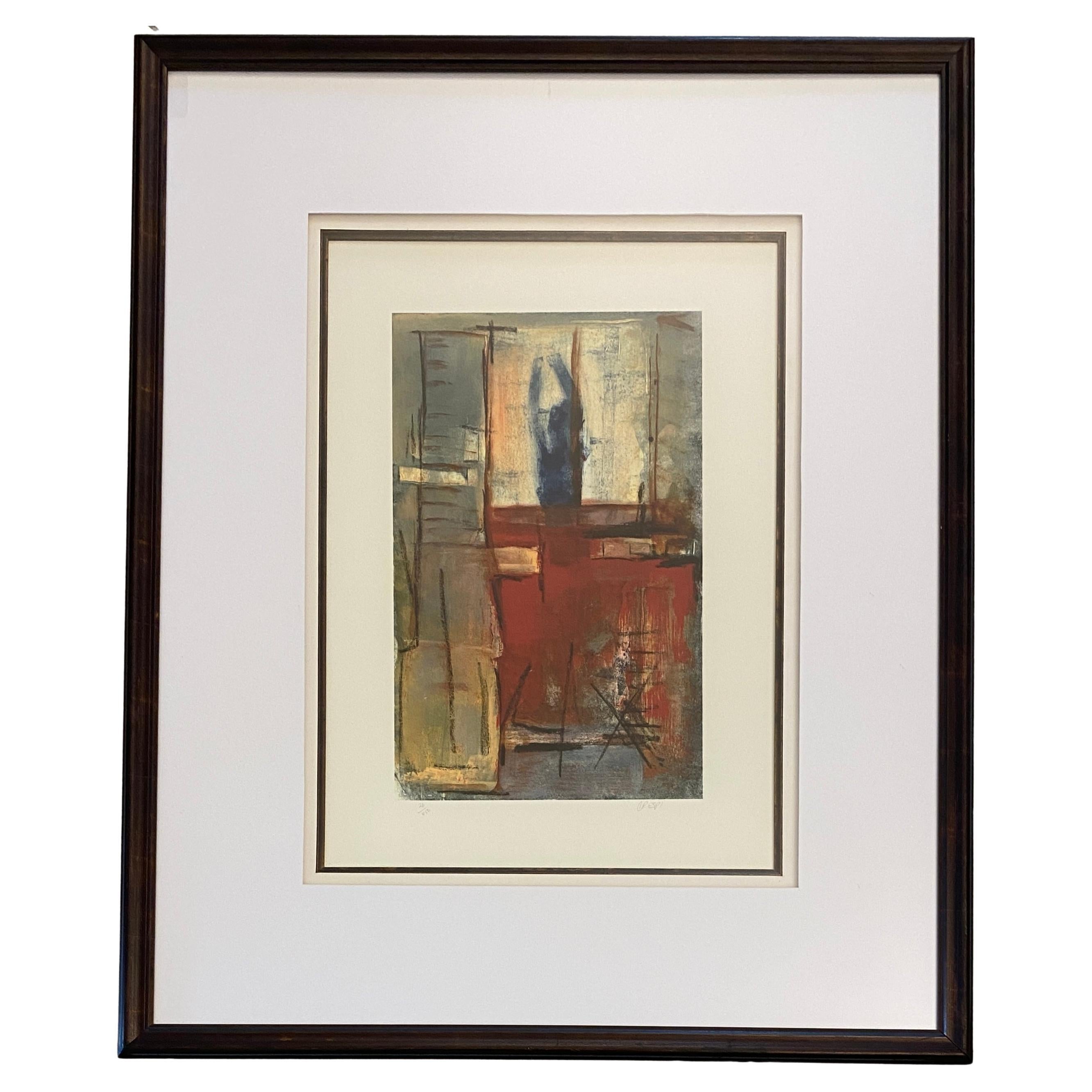 Abstract Color Lithograph by Rubin Crespi For Sale