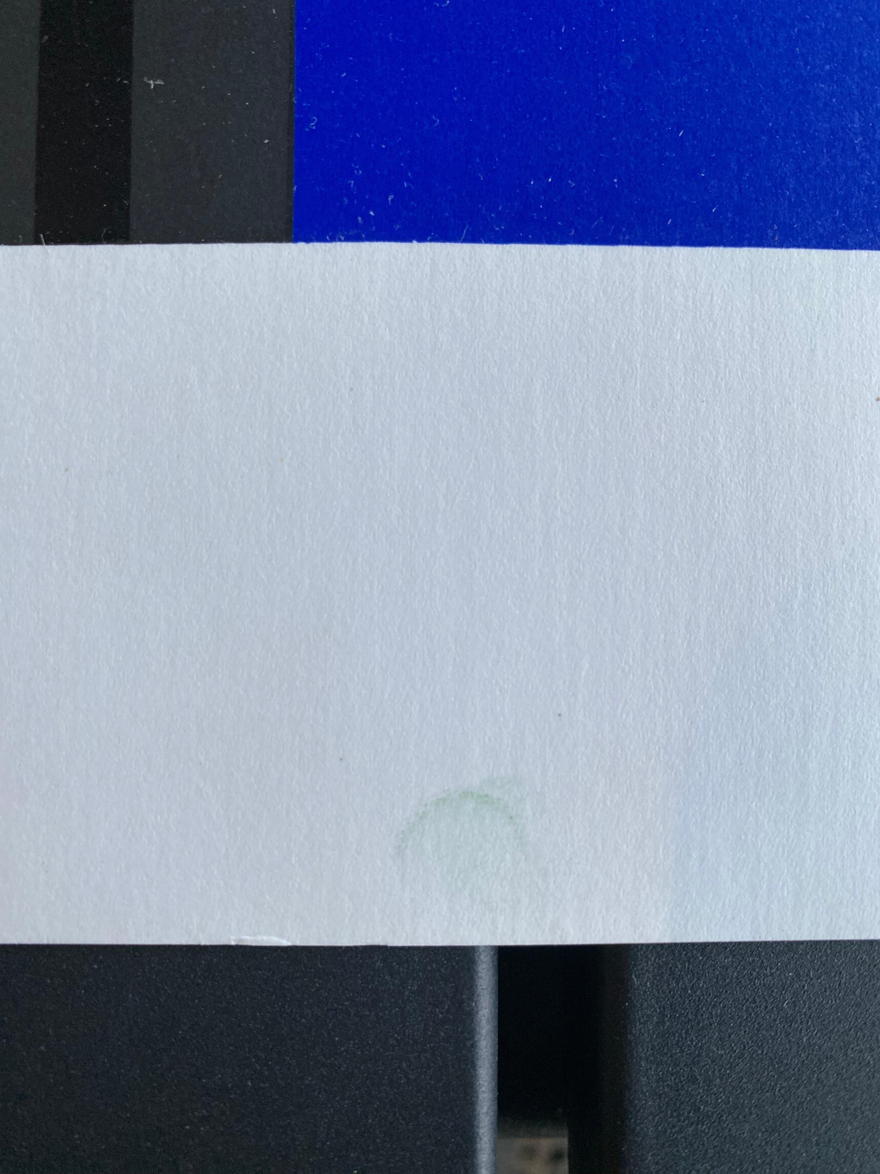 Abstrakter Farbsiebdruck von Luc Peire, geometrische Formen in Blau und Schwarz im Angebot 10